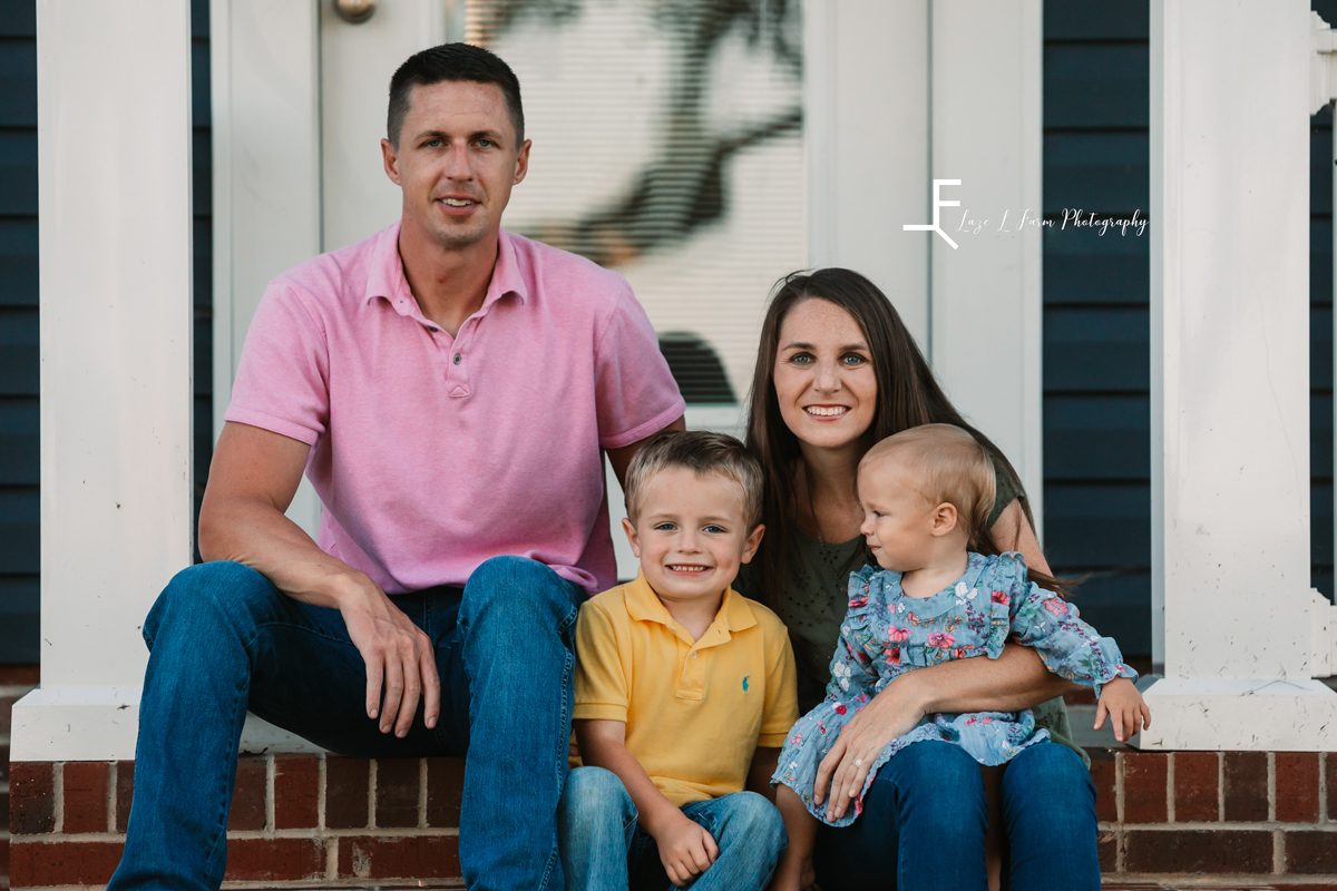 Laze L Farm Photography | Farm Session | Taylorsville NC | family sitting on their front porch