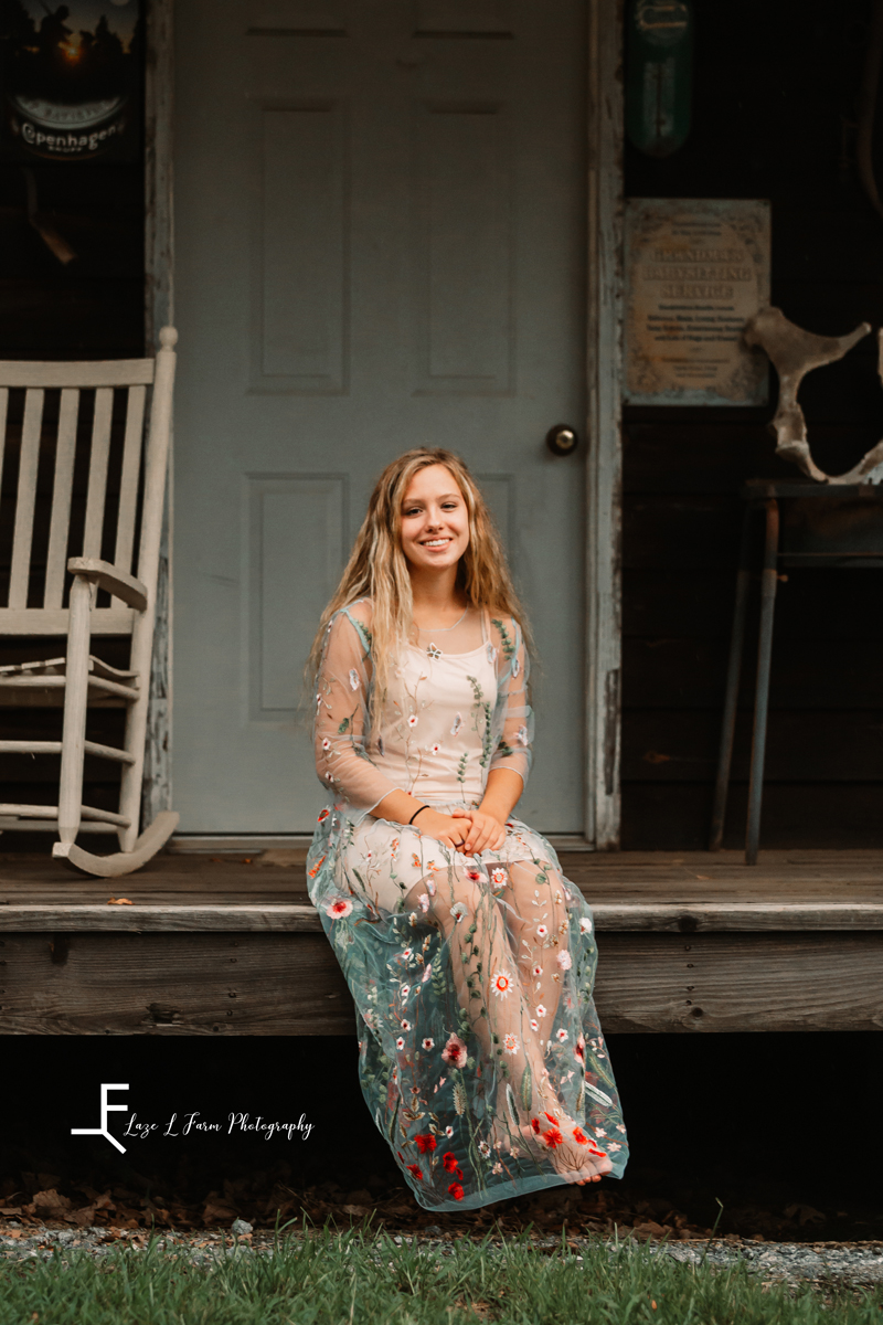 Laze L Farm Photography | Western Lifestyle | Dudley Shoals NC | Zoey sitting on porch