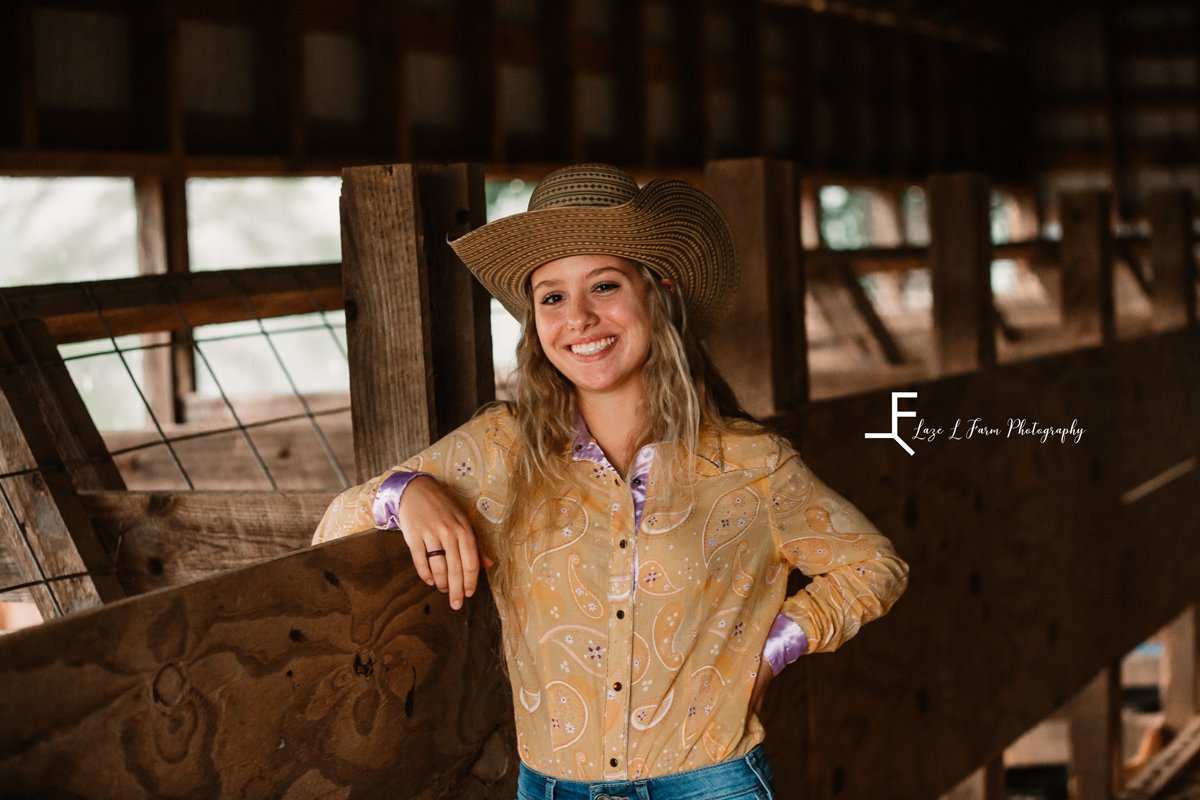 Laze L Farm Photography | Western Lifestyle | Dudley Shoals NC | zoey posing in the barn