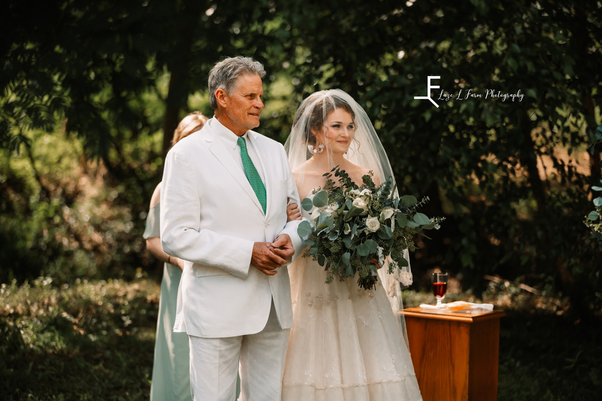 Laze L Farm Photography | Wedding Photography | Hickory NC | Bride and father walking down the aisle