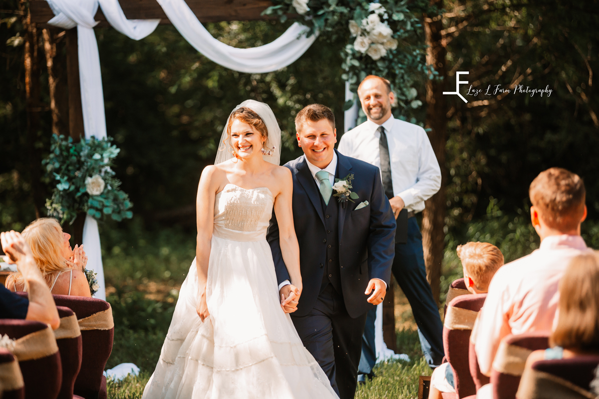 Laze L Farm Photography | Wedding Photography | Hickory NC | Walking back down the aisle after ceremony