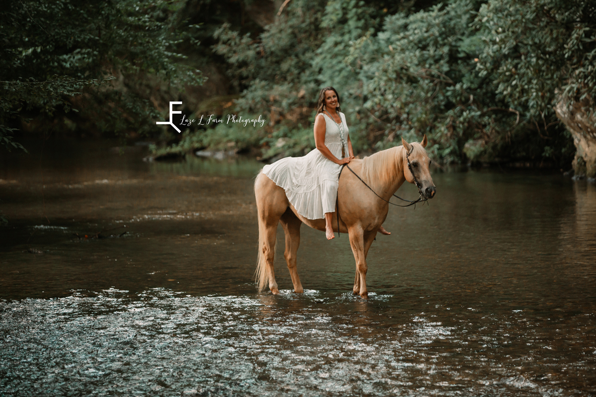 Laze L Farm Photography | Equine Photography | Lenoir NC | far away shot in the river