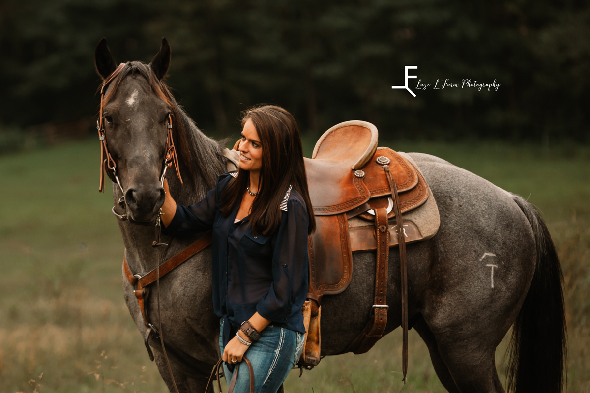  Laze L Farm Photography | Equine Photography | Taylorsville NC | Danielle posing next to her horse