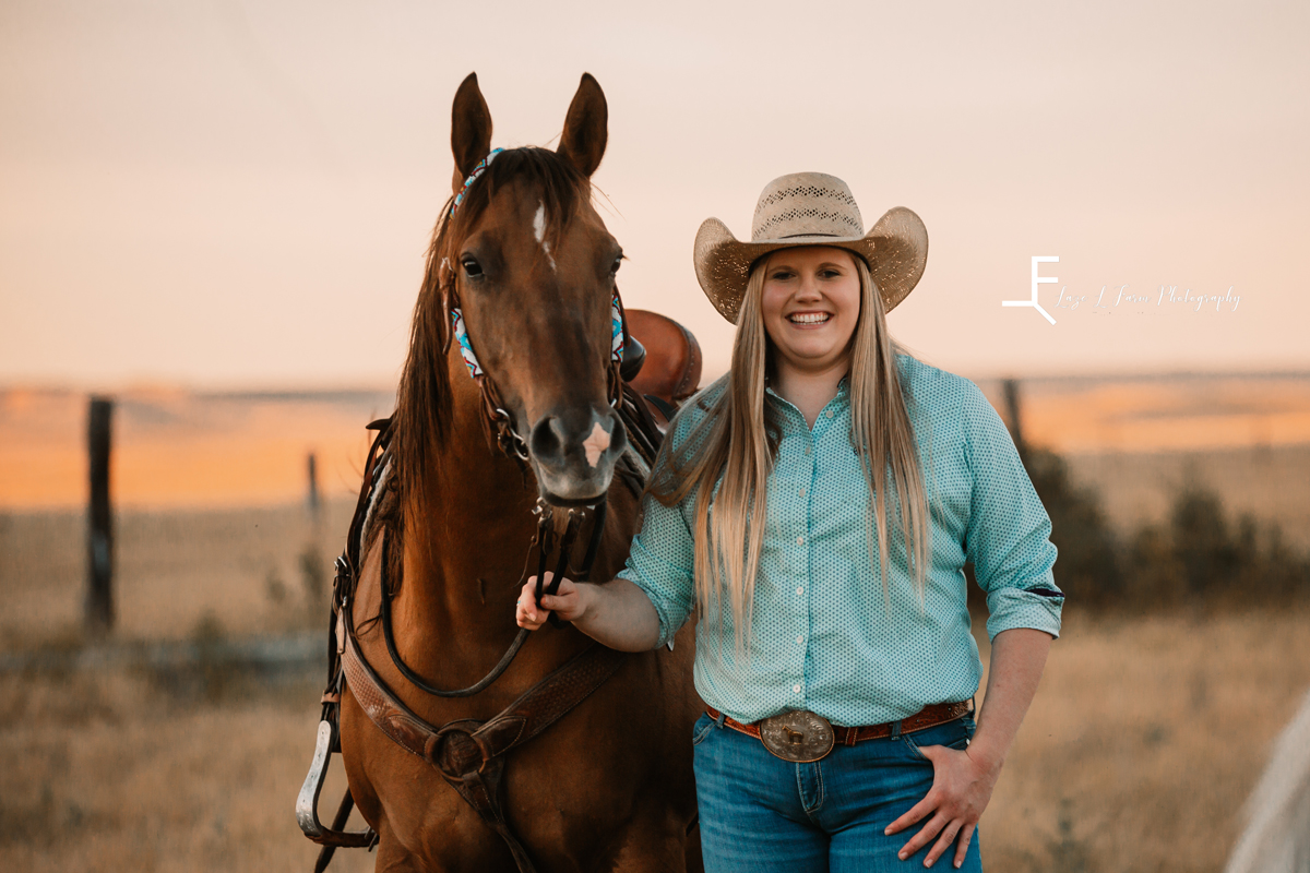 Laze L Farm Photography | Western Lifestyle | Taylorsville NC | Michaela smiling with the horse