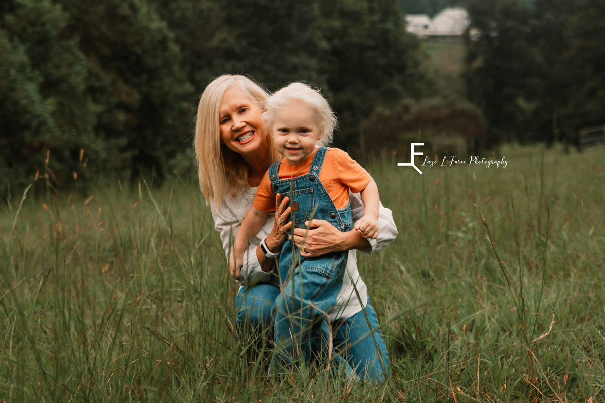 Laze L Farm Photography | Farm Session | Moravian Falls NC | Grandma with the younger kid