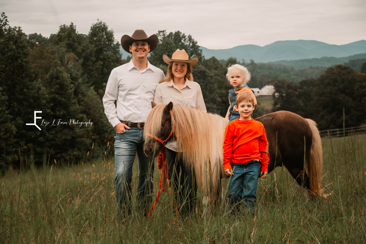Laze L Farm Photography | Farm Session | Moravian Falls NC | Family with the pony