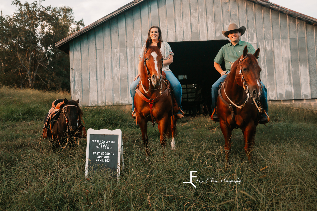 Laze L Farm Photography | Farm Session | Taylorsville NC | Riding horses and the sign