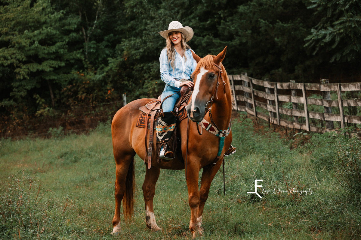 Laze L Farm Photography | Western Lifestyle | Taylorsville NC | Ashlyn posing on the horse