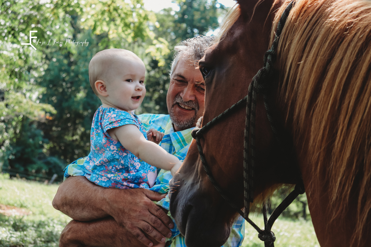 Laze L Farm Photography | Family Pictures | Taylorsville NC | Lyza petting the horse