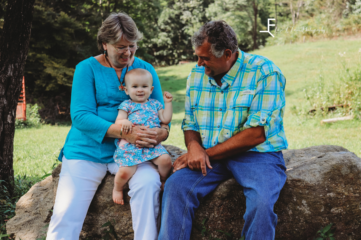 Laze L Farm Photography | Family Pictures | Taylorsville NC | Grandparents with Lyza candid