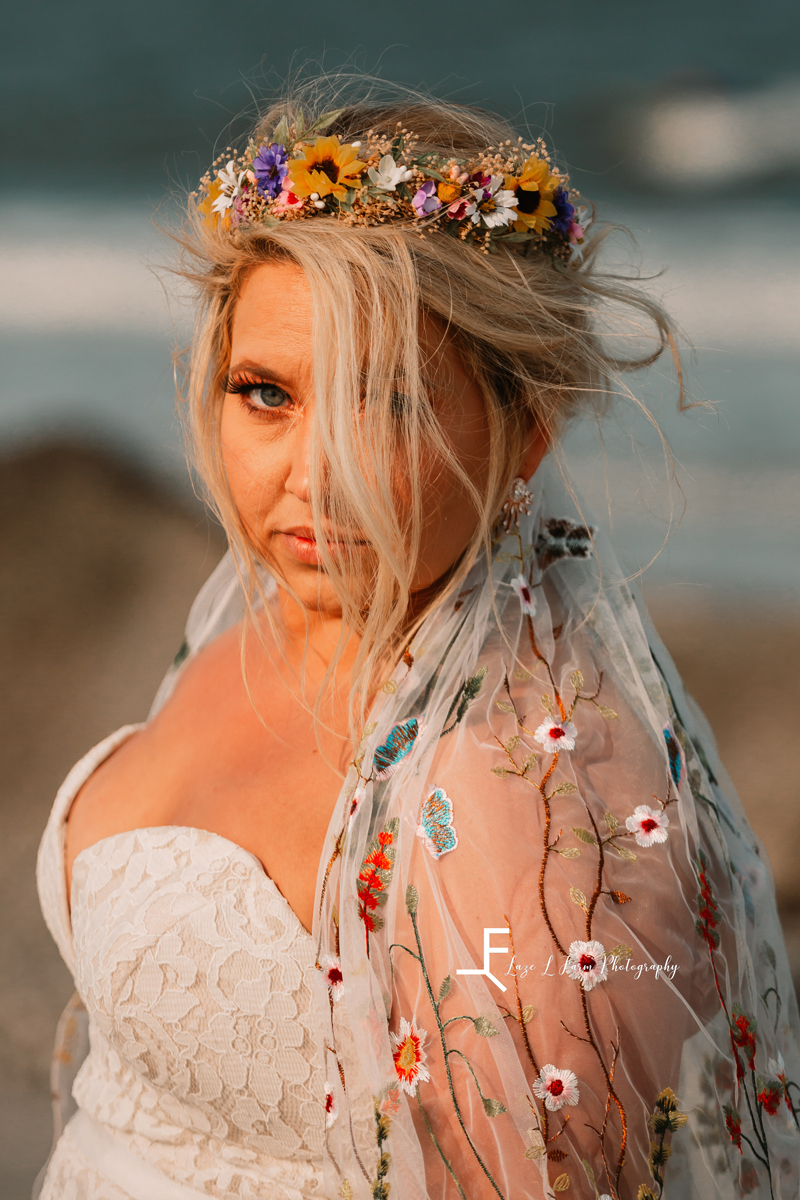 Laze L Farm Photography | Beach Bridals | Tybee Island GA | Close up portrait 