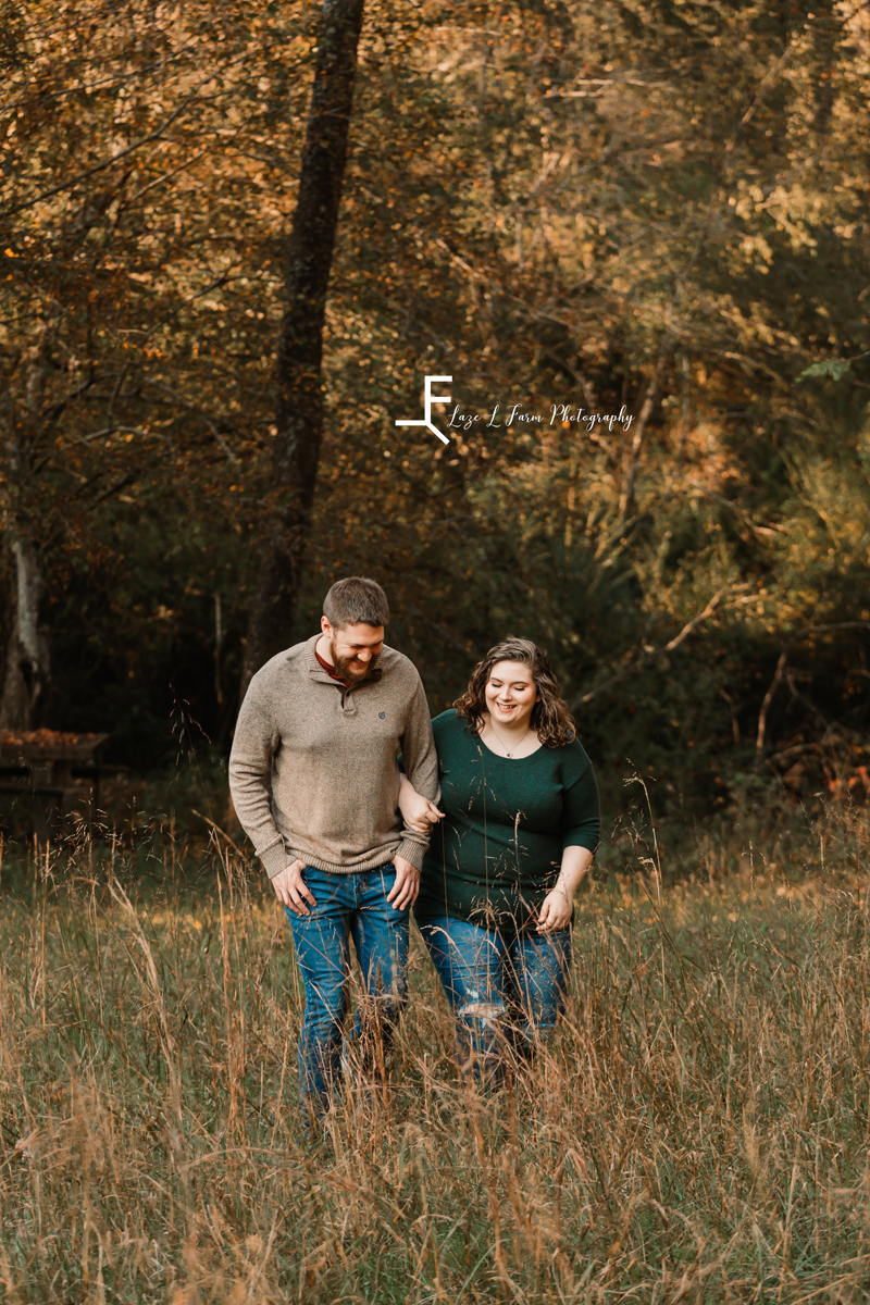 Laze L Farm Photography | Engagement Photography | Taylorsville NC | walking in the field 