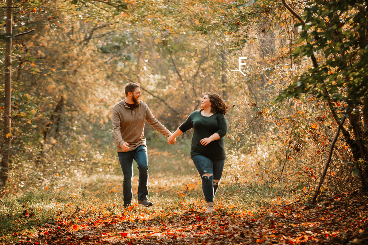 Laze L Farm Photography | Engagement Photography | Taylorsville NC | running down the path