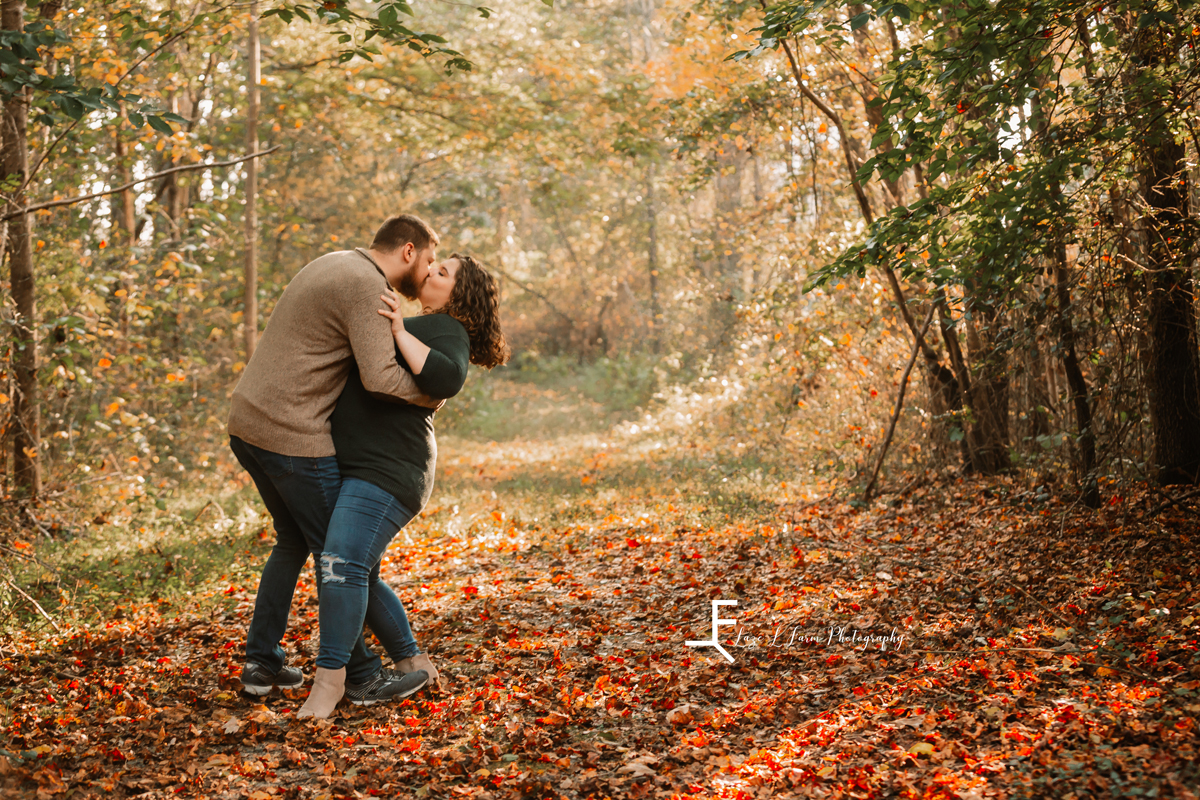 Laze L Farm Photography | Engagement Photography | Taylorsville NC | kissing on the path