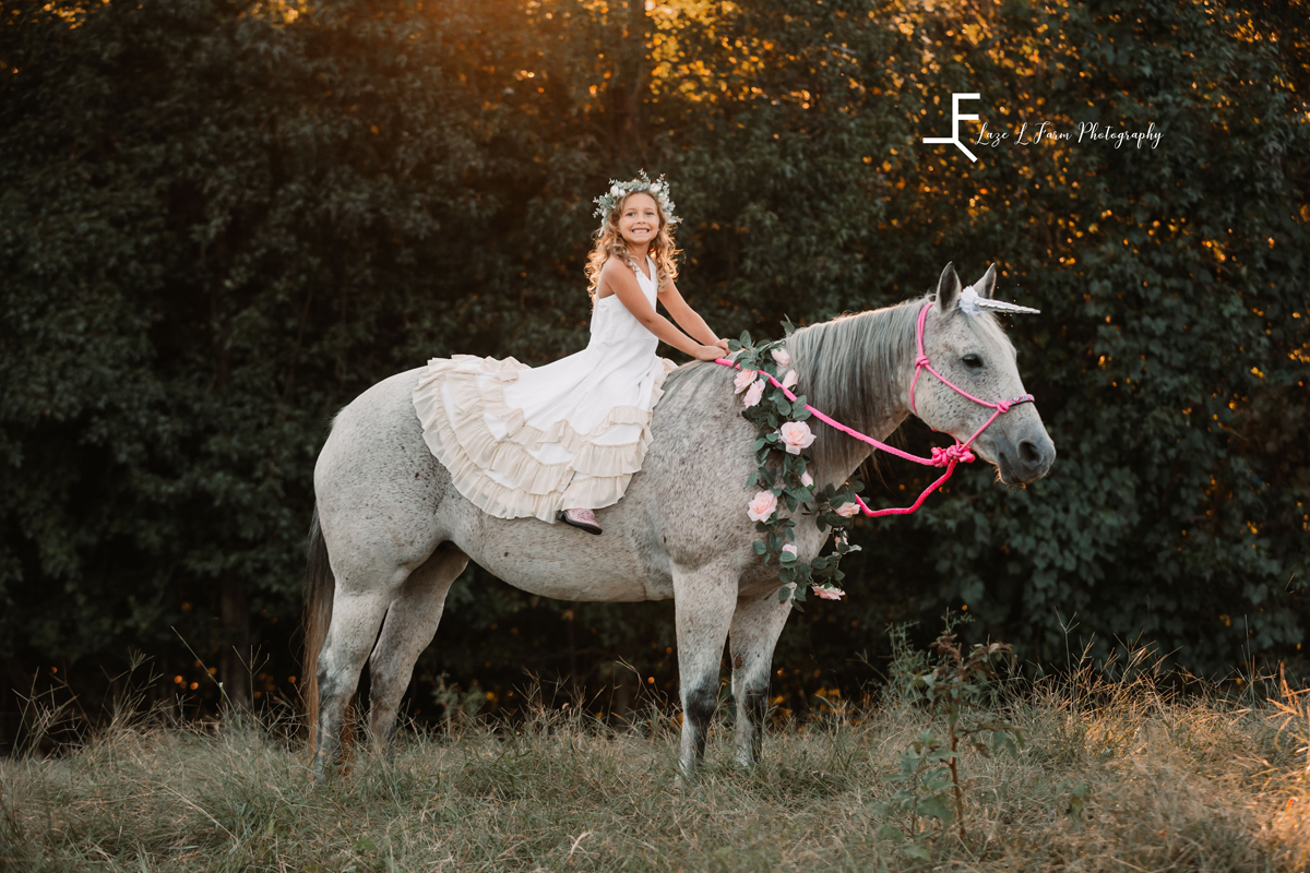 Laze L Farm Photography | Farm Session | Taylorsville NC | little sister on horse