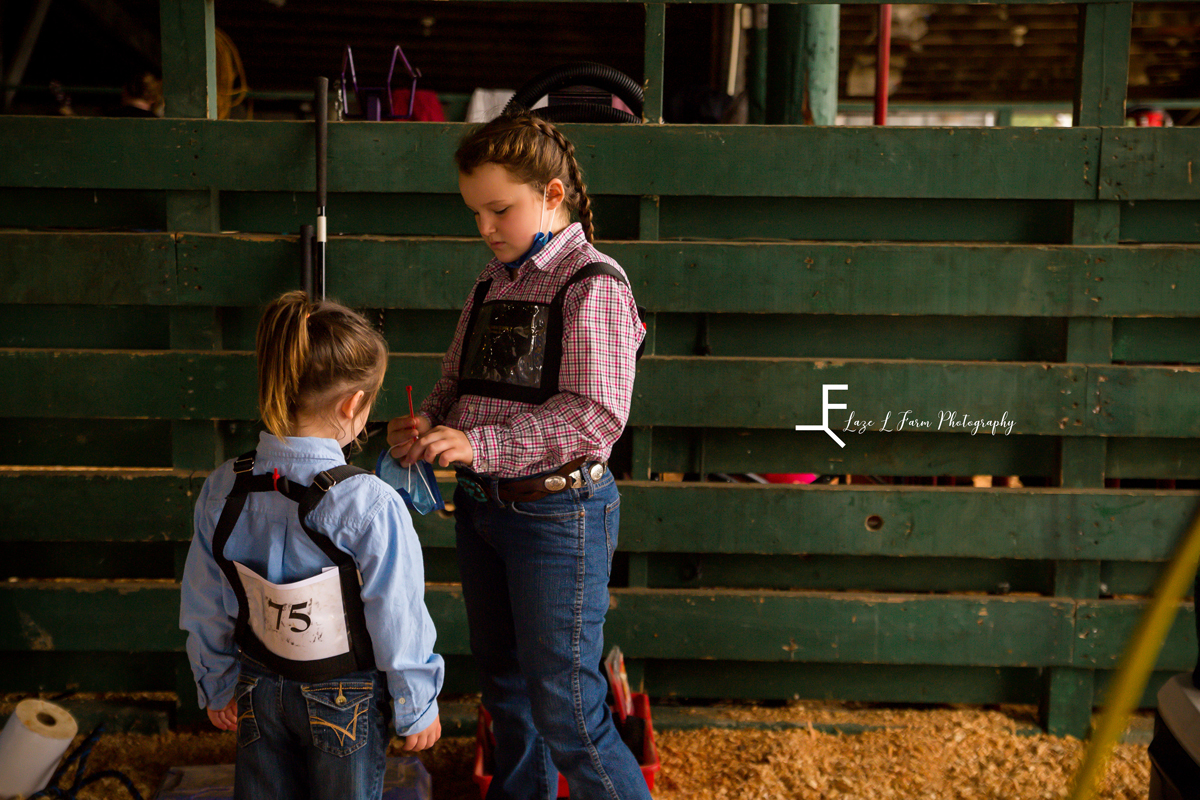 Laze L Farm Photography | Livestock Show | Lenoir NC | girls in overalls 