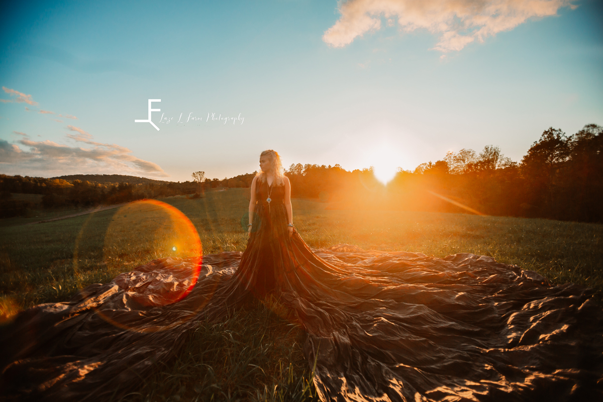 Laze L Farm Photography | Parachute Dress | Taylorsville NC | wide shot, sunset