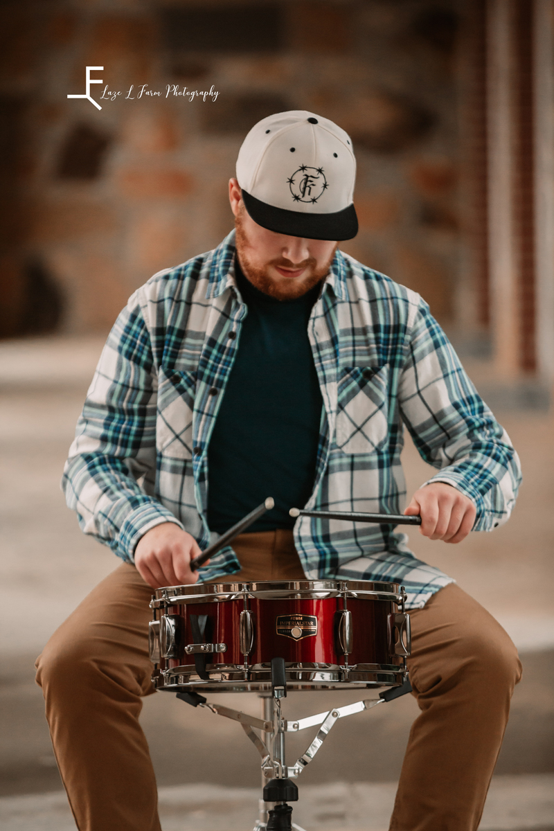 Laze L Farm Photography | Senior Pictures | Taylorsville NC | playing the drums
