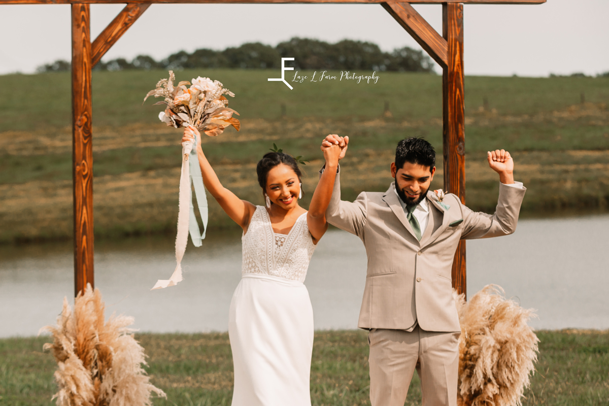Laze L Farm Photography | Styled Shoot | The Emerald Hill | cheering back down the aisle