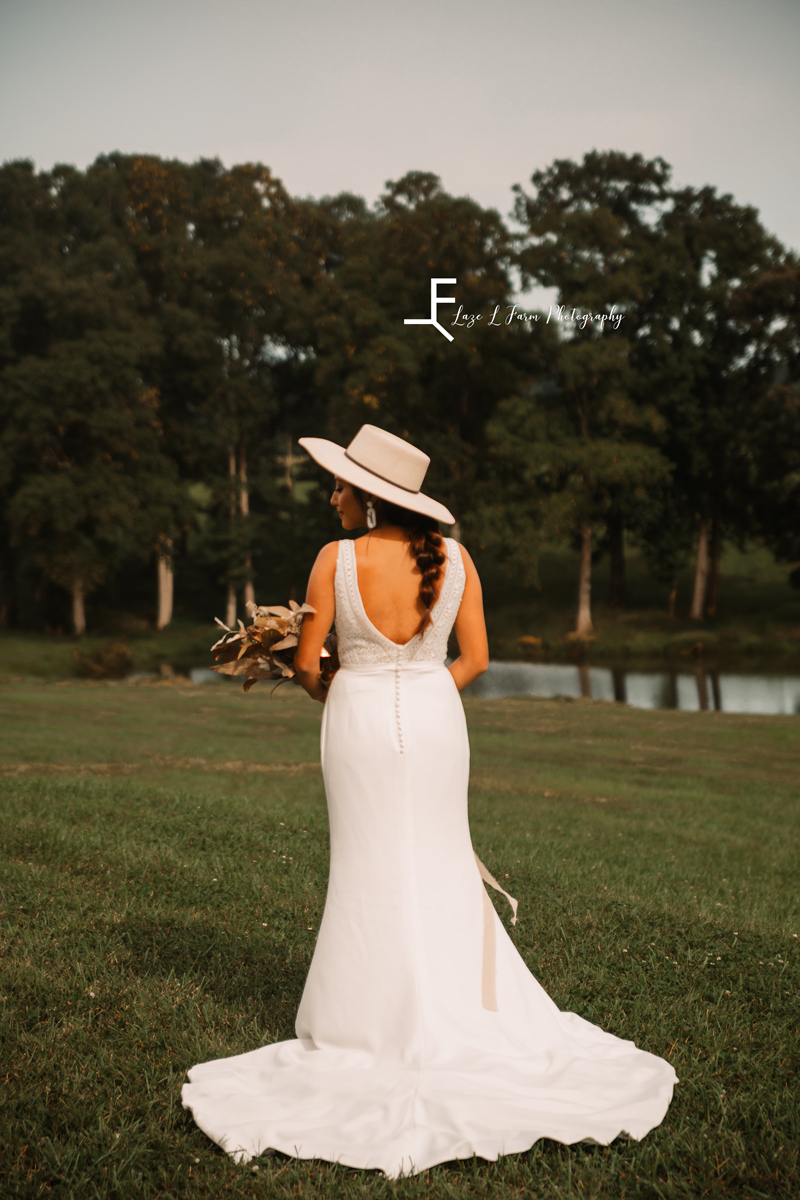 Laze L Farm Photography | Styled Shoot | The Emerald Hill | back of the dress outside