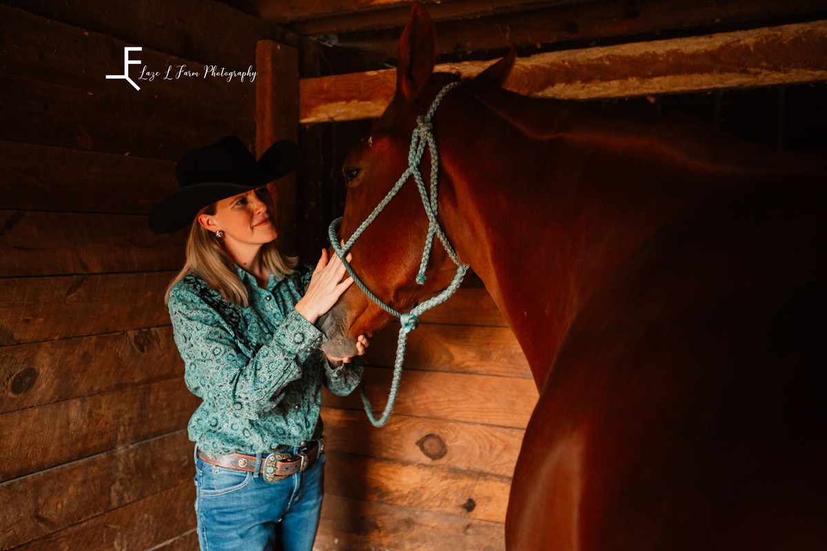 Laze L Farm Photography | Western Lifestyle | Taylorsville NC | petting her horse