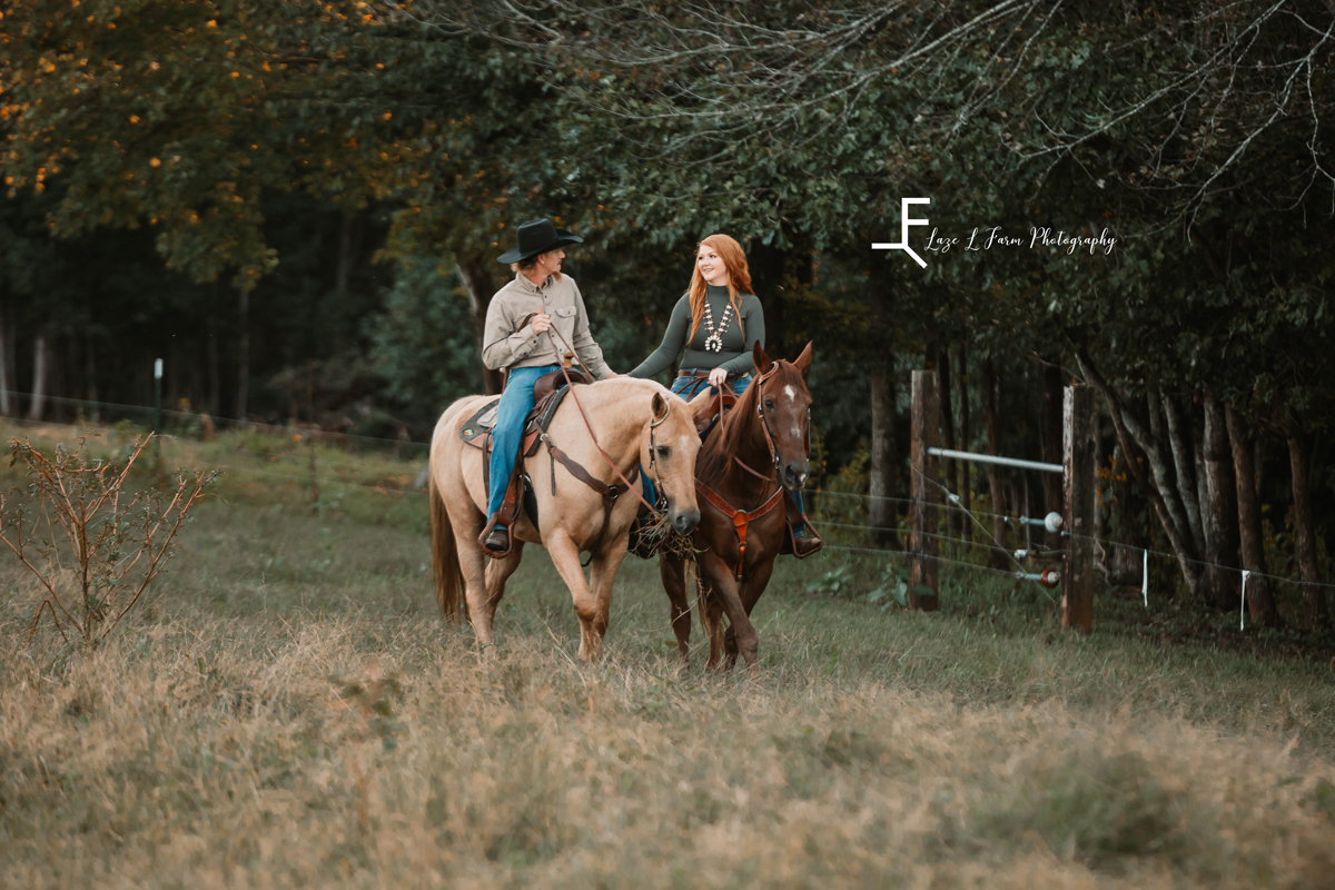 Laze L Farm Photography | Western Lifestyle | Taylorsville NC | holding hands while riding horses