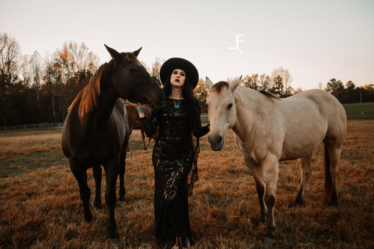 Laze L Farm Photography | Bridal Portraits | Liberty NC | posed with the horses