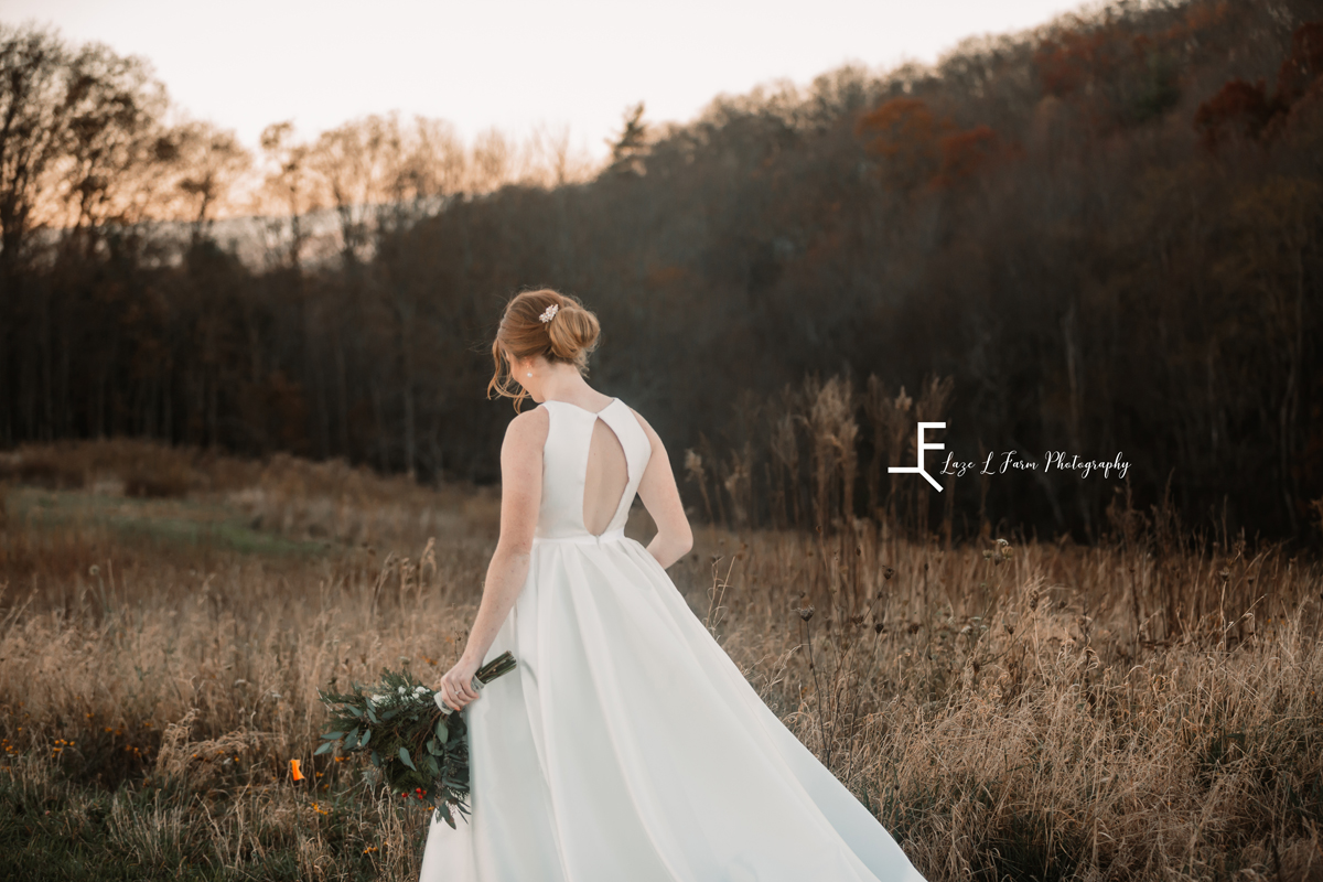 Laze L Farm Photography | Banner Elk NC | The White Crow | bride walking away outside