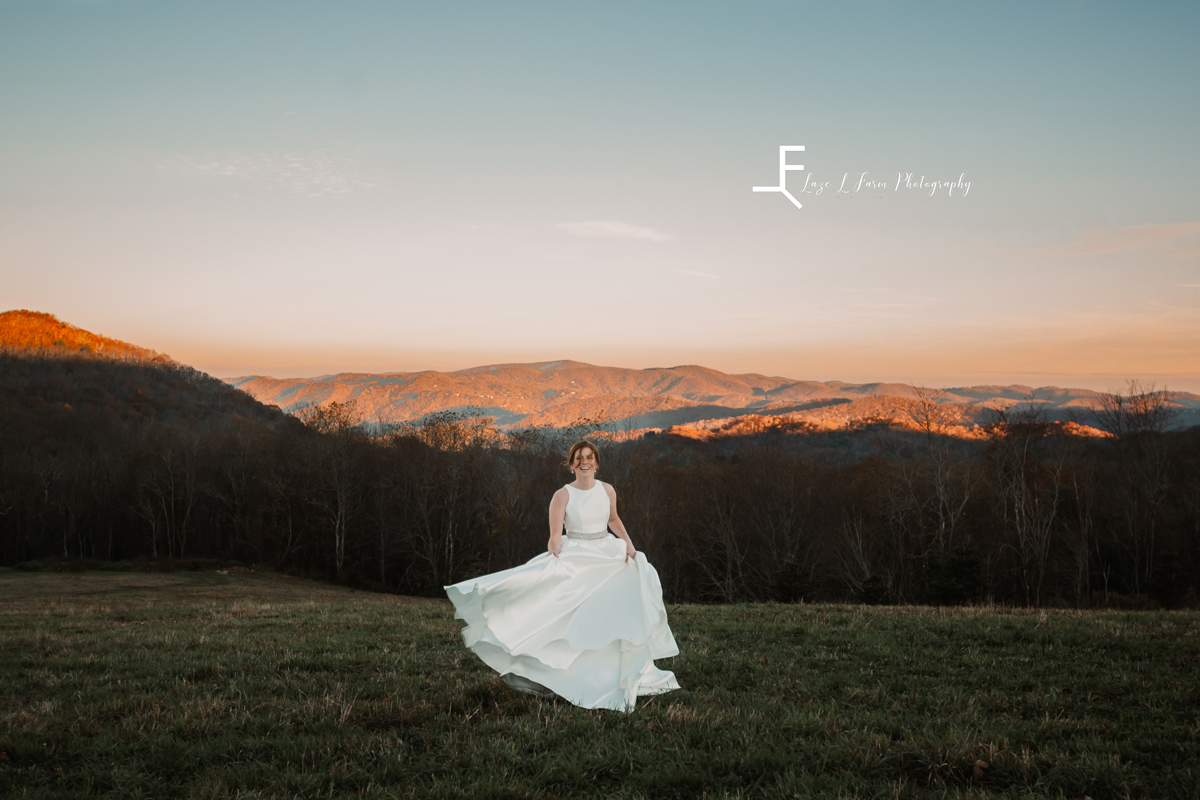 Laze L Farm Photography | Banner Elk NC | The White Crow | twirling in front of the sunset