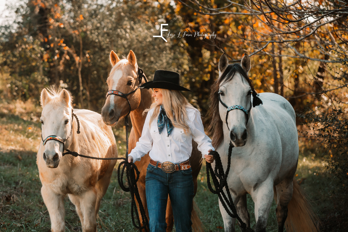 Laze L Farm Photography | Senior Photography | Equine Photography | candid walking all of her horses