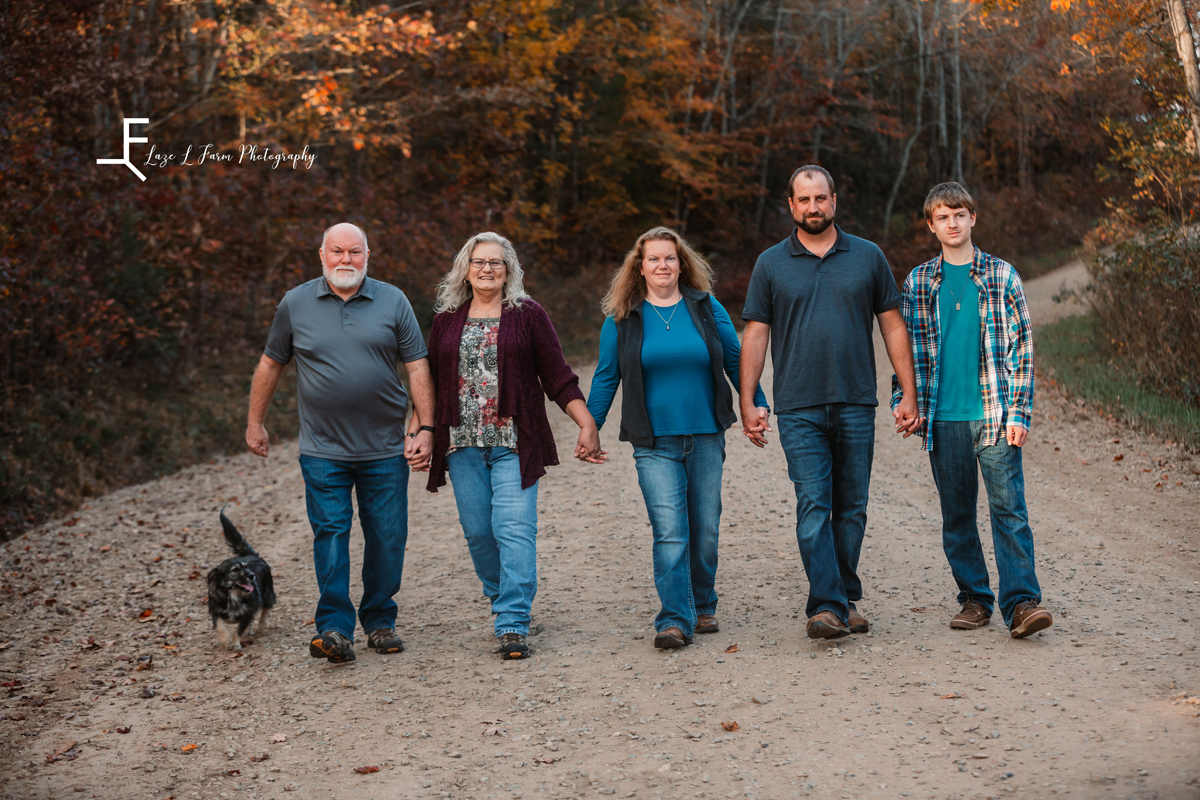 Laze L Farm Photography | Farm Session | Taylorsville NC | full family walking towards camera
