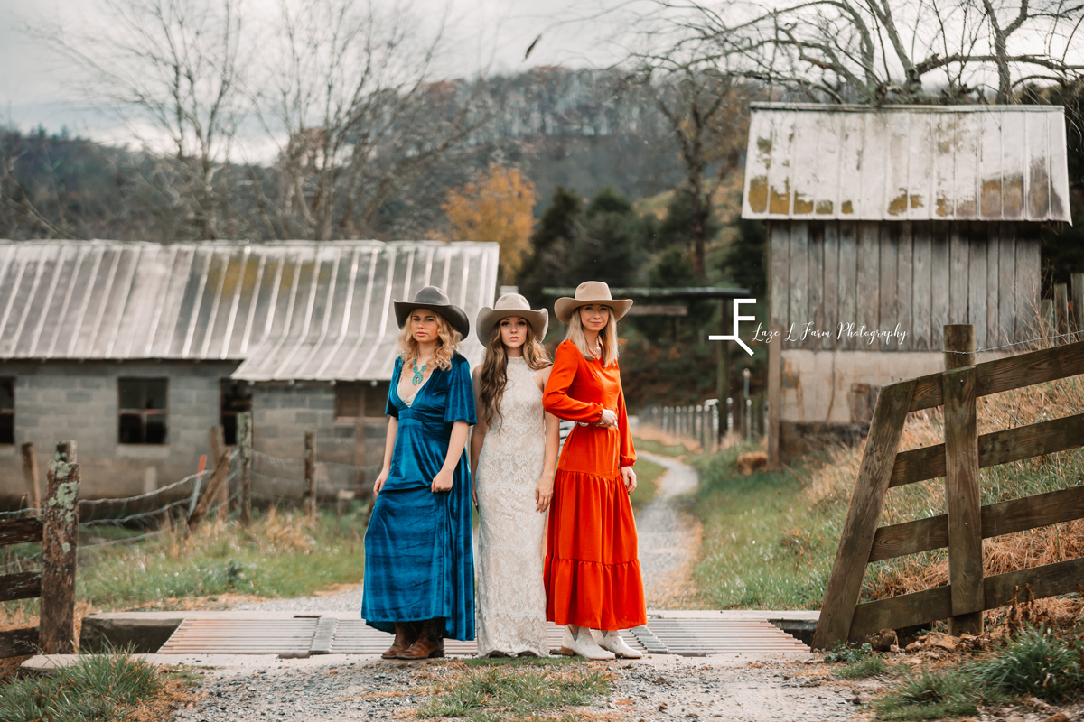 Laze L Farm Photography | Western Lifestyle | Rural Retreat Va | posed of the three girls in dresses