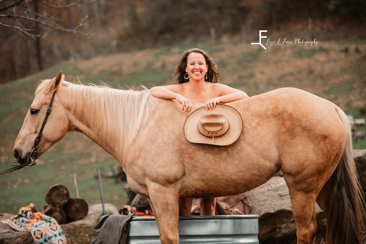 Laze L Farm Photography | Beth Dutton | Water Trough | Taylorsville NC | horse covering minda