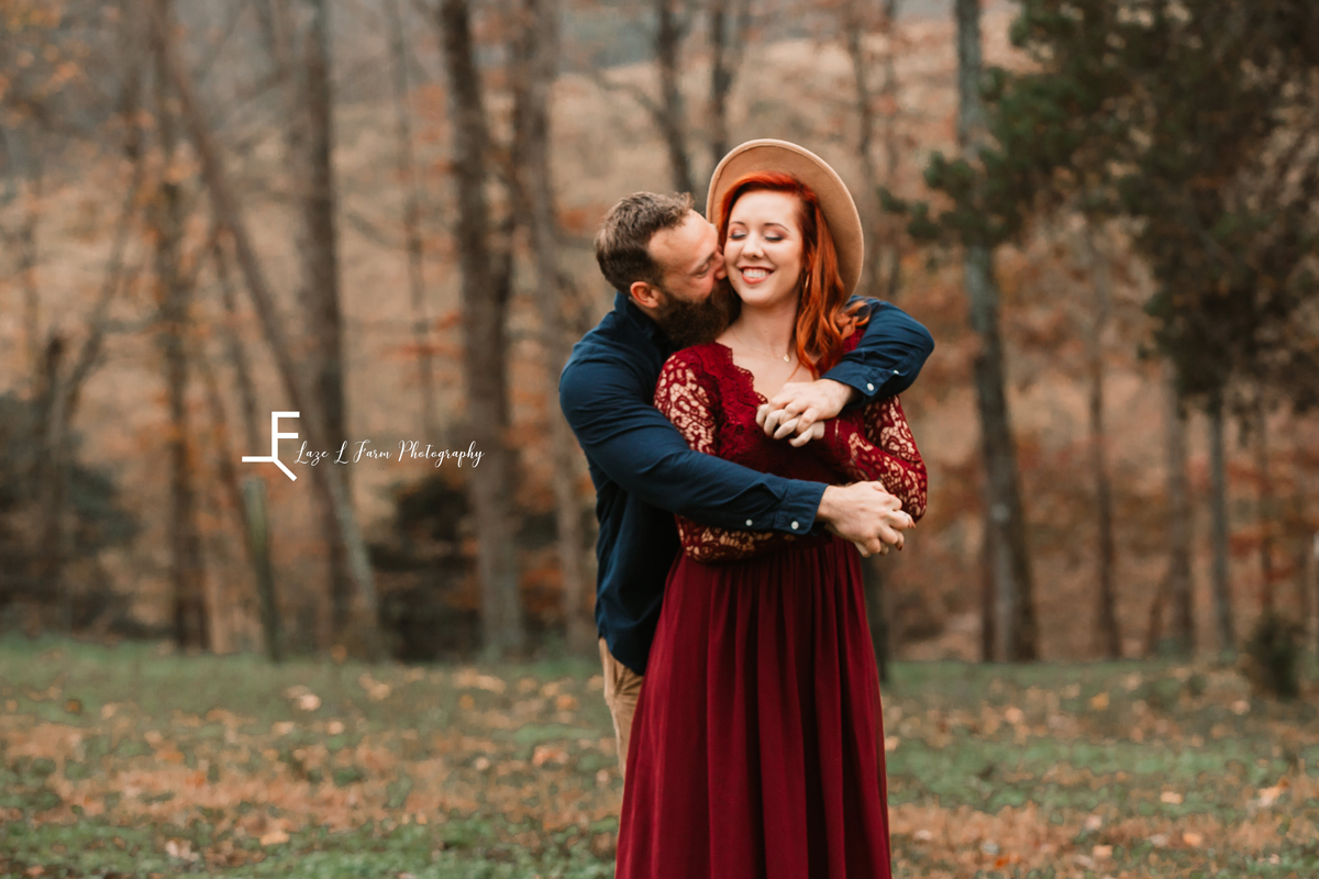 Laze L Farm Photography | Farm Session | Taylorsville NC | hugging from behind