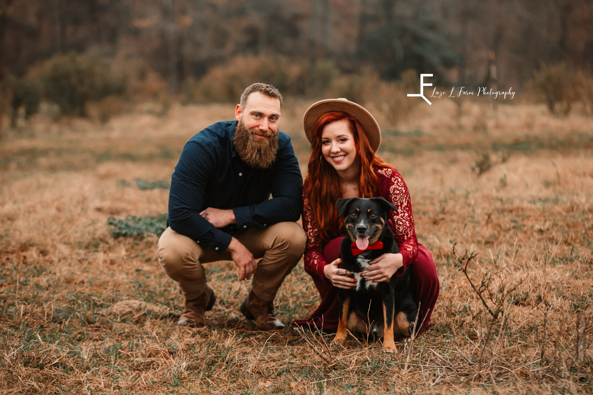 Laze L Farm Photography | Farm Session | Taylorsville NC | couple with their dog 