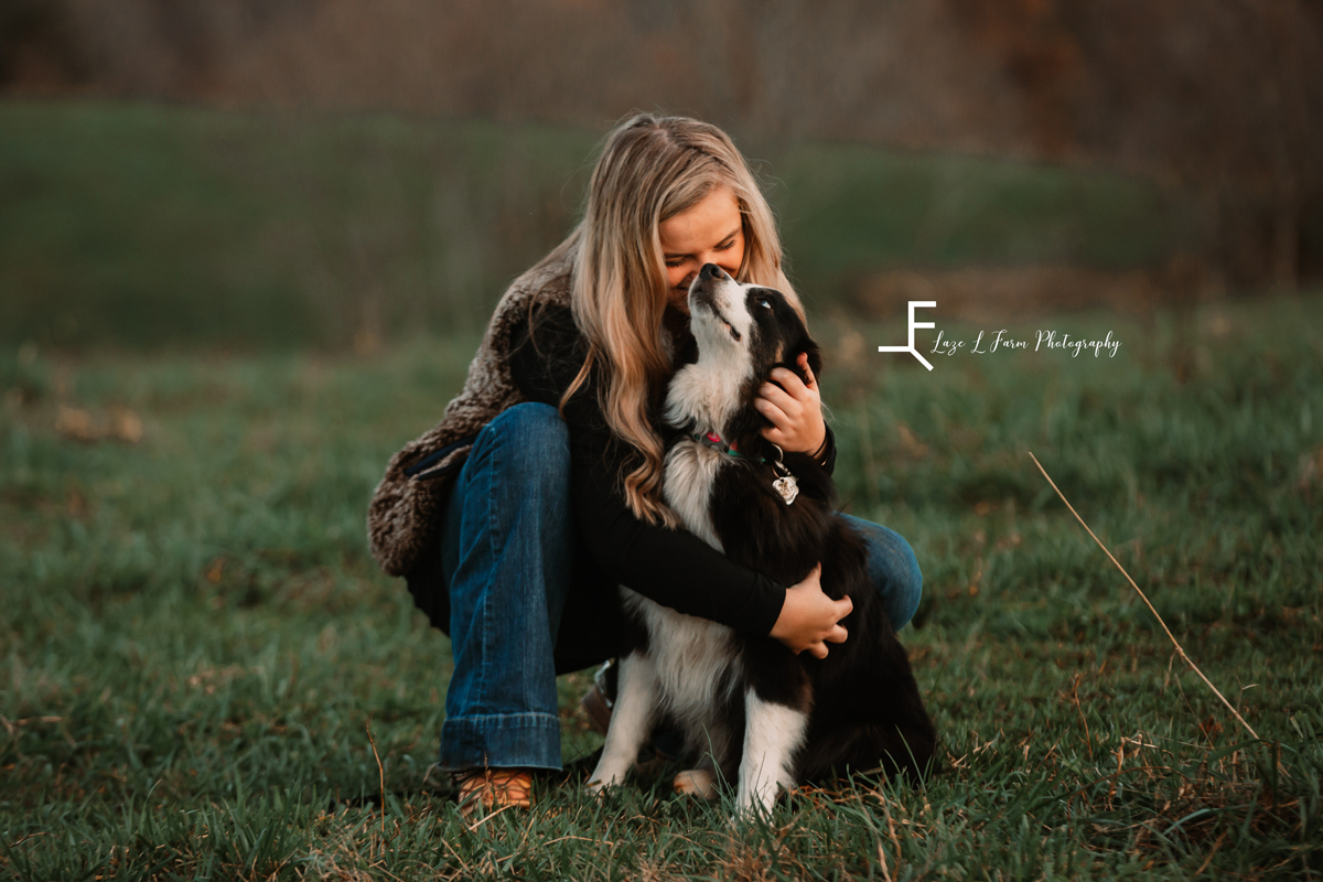Laze L Farm Photography | Western Lifestyle | Taylorsville NC | anna hugging her dog