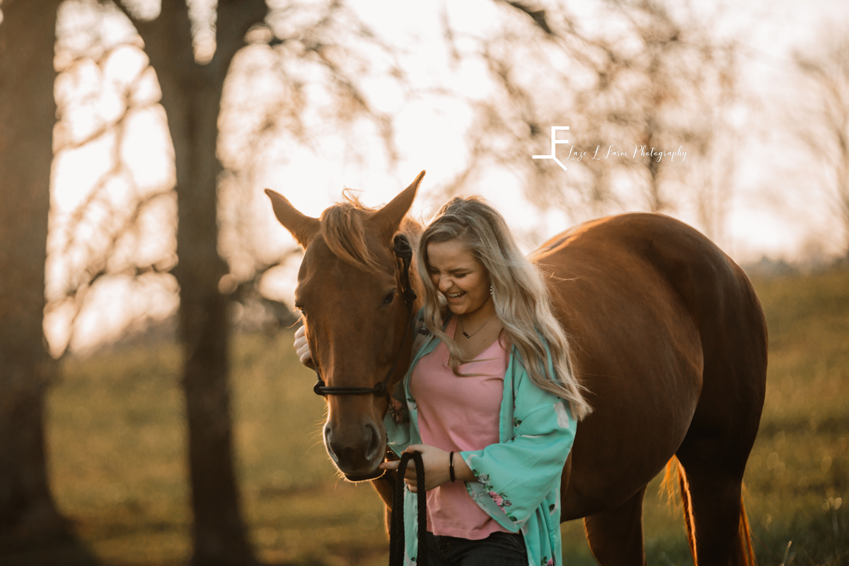Laze L Farm Photography | Western Lifestyle | Taylorsville NC | candid of anna snuggling her horse
