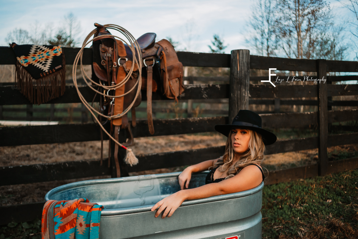 Laze L Farm Photography | Beth dutton | Water Trough | Taylorsville NC | trough by the fence