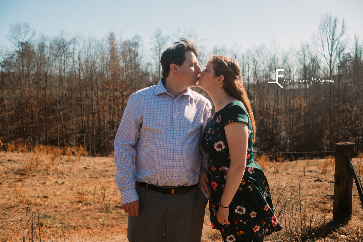 Laze L Farm Photography | Farm Session | Taylorsville NC | couple kissing