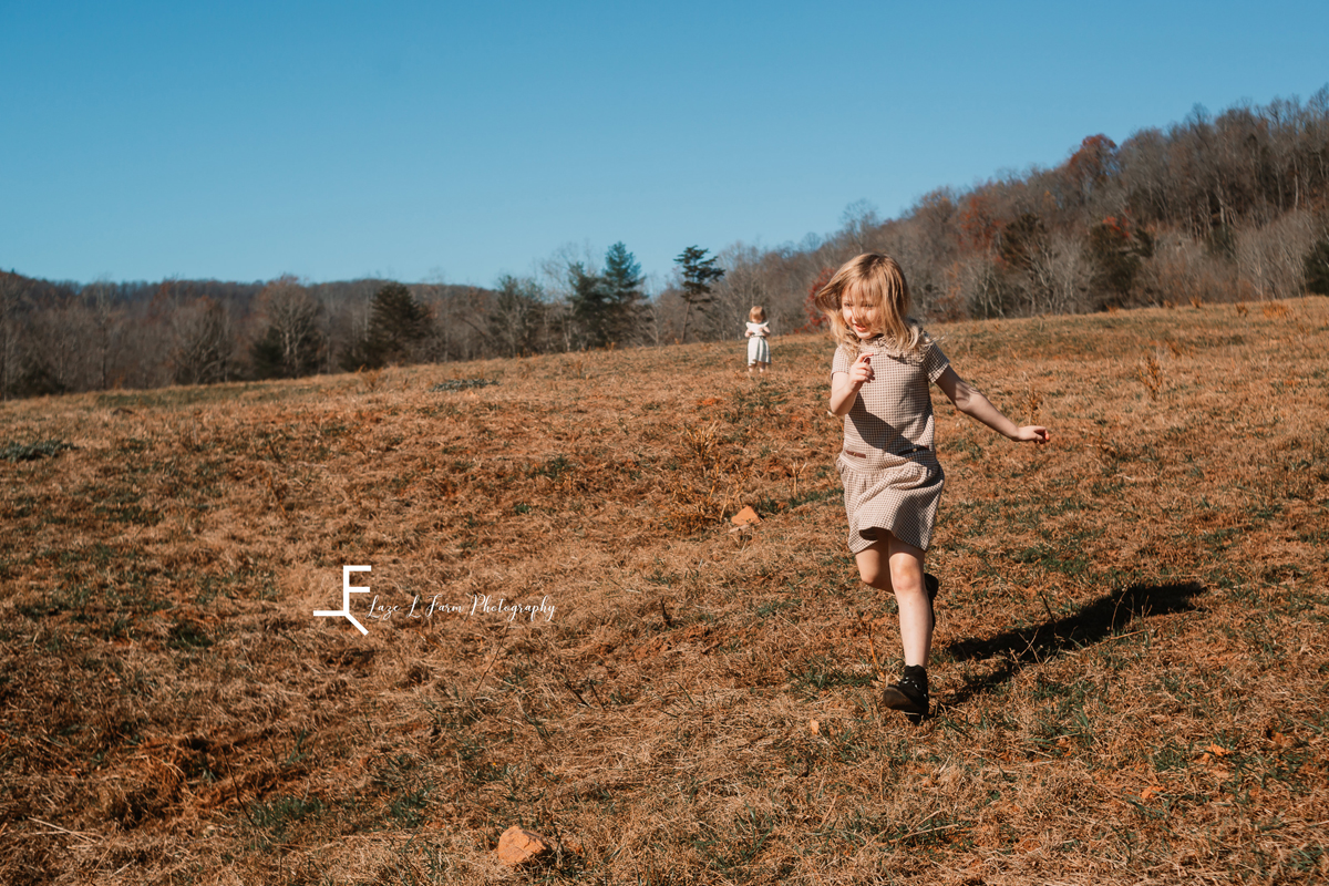 Laze L Farm Photography | Farm Session | Taylorsville NC | girl running towards camera