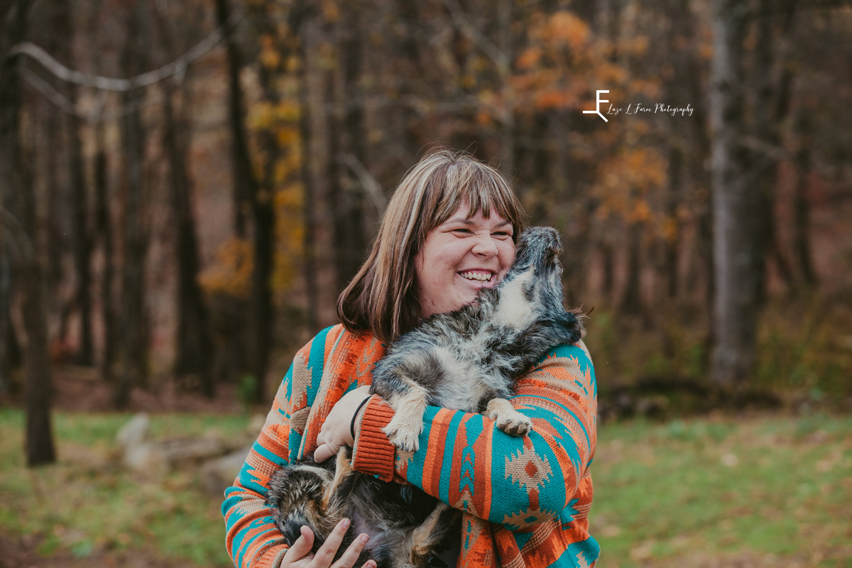 Laze L Farm Photography | Head Shots | Taylorsville NC | candid holding a puppy