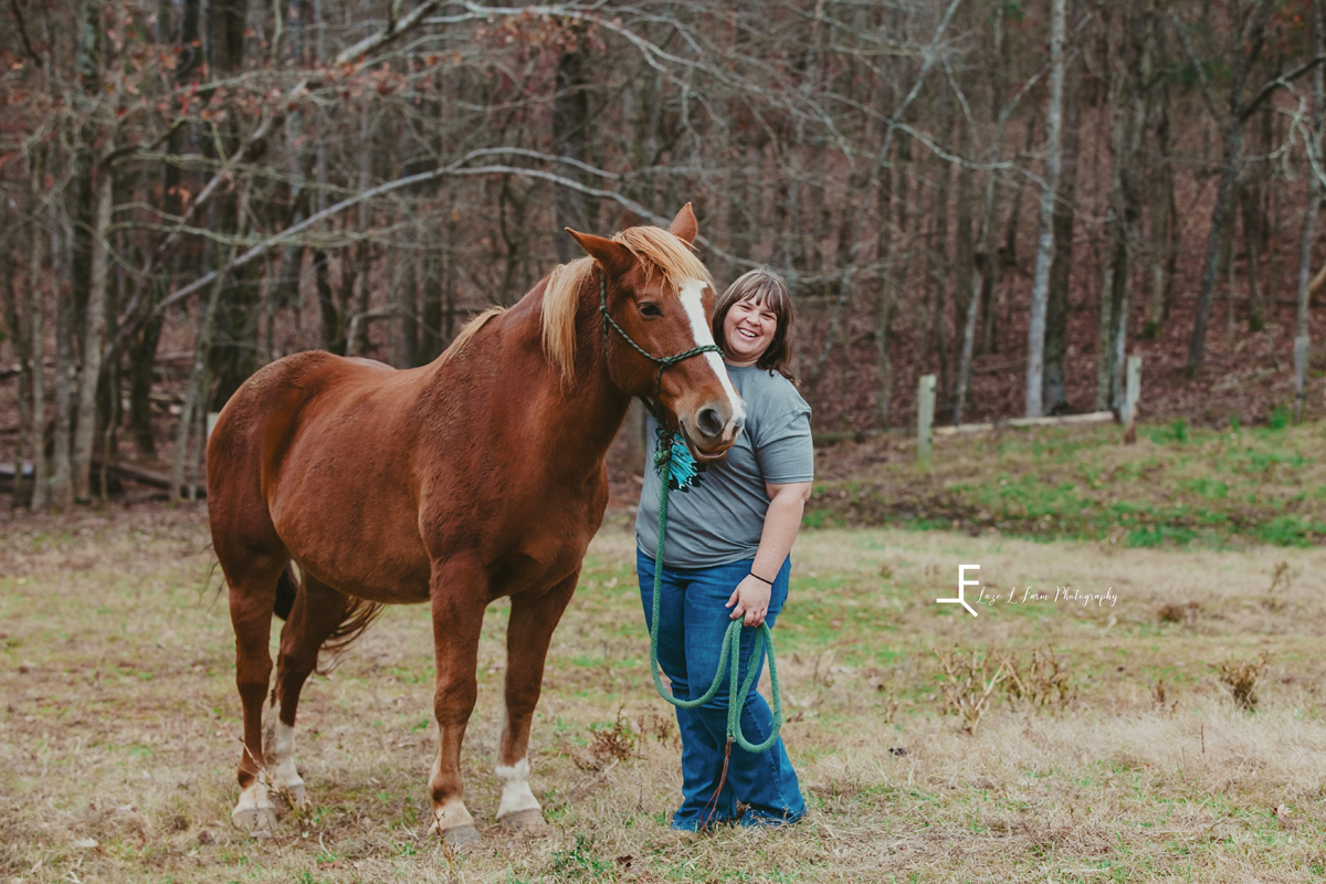Laze L Farm Photography | Head Shots | Taylorsville NC | posed with horse 