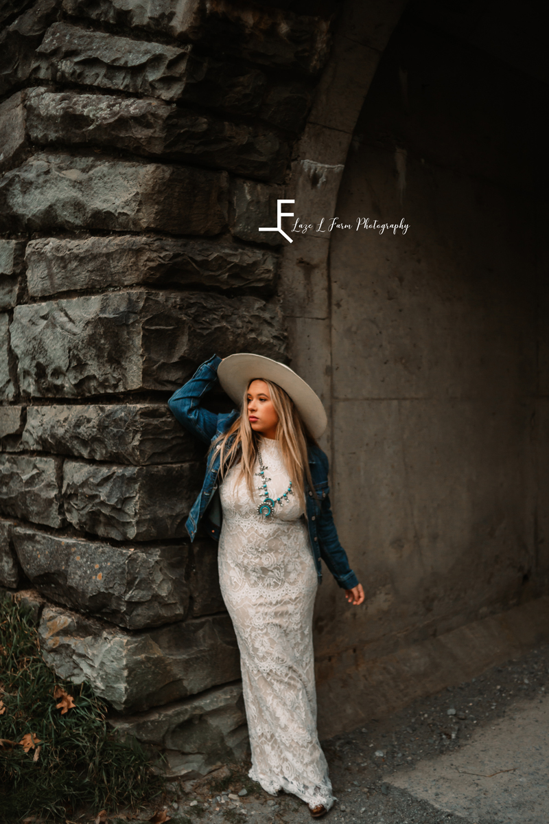 Laze L Farm Photography | Western Lifestyle | Blowing Rock NC | posing against the tunnel