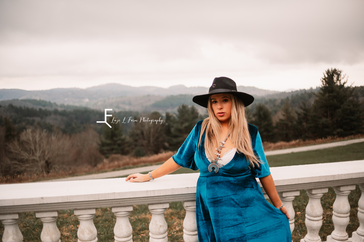 Laze L Farm Photography | Western Lifestyle | Blowing Rock NC | posed leaning against a railing