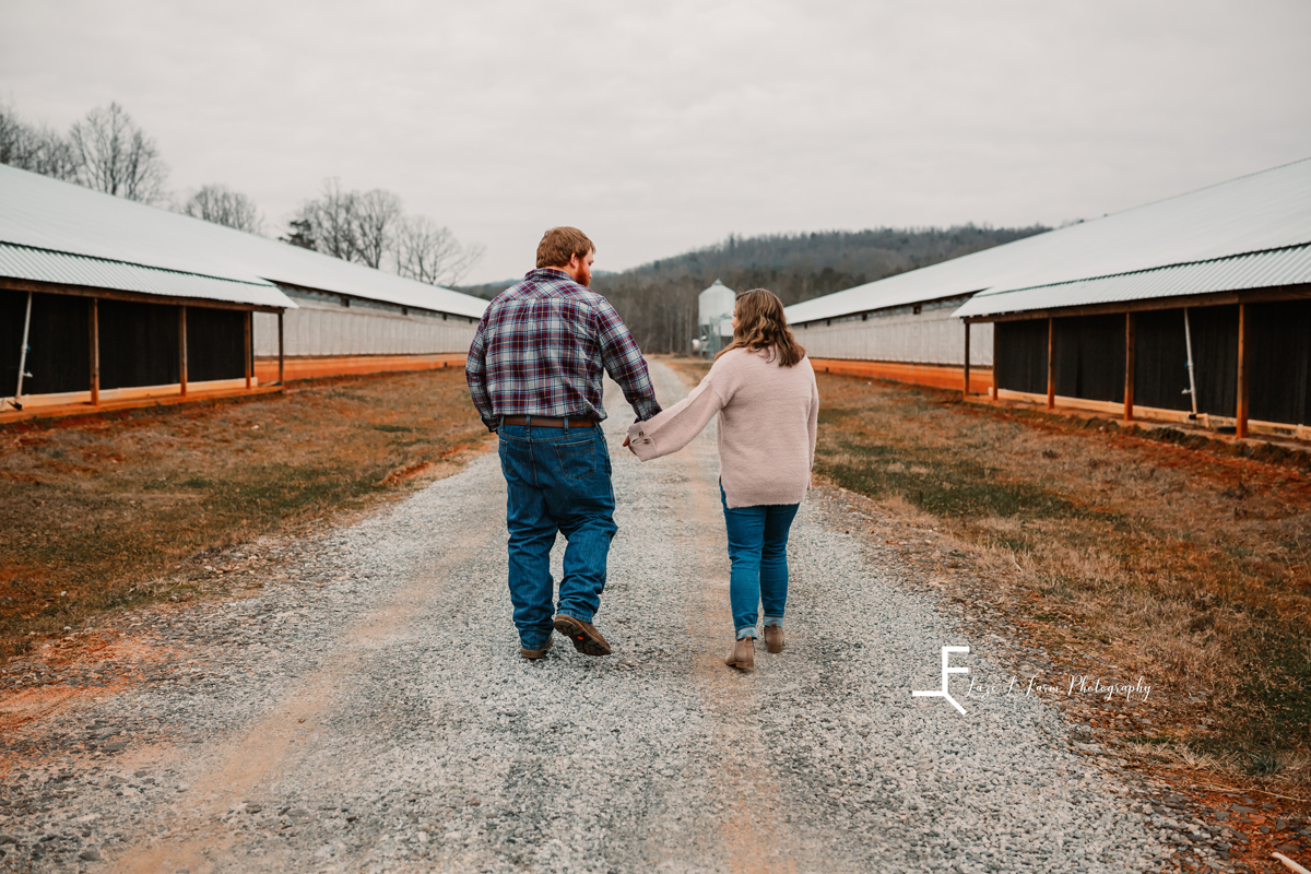 Laze L Farm Photography | Engagement Session | Taylorsville NC | couple walking through their property