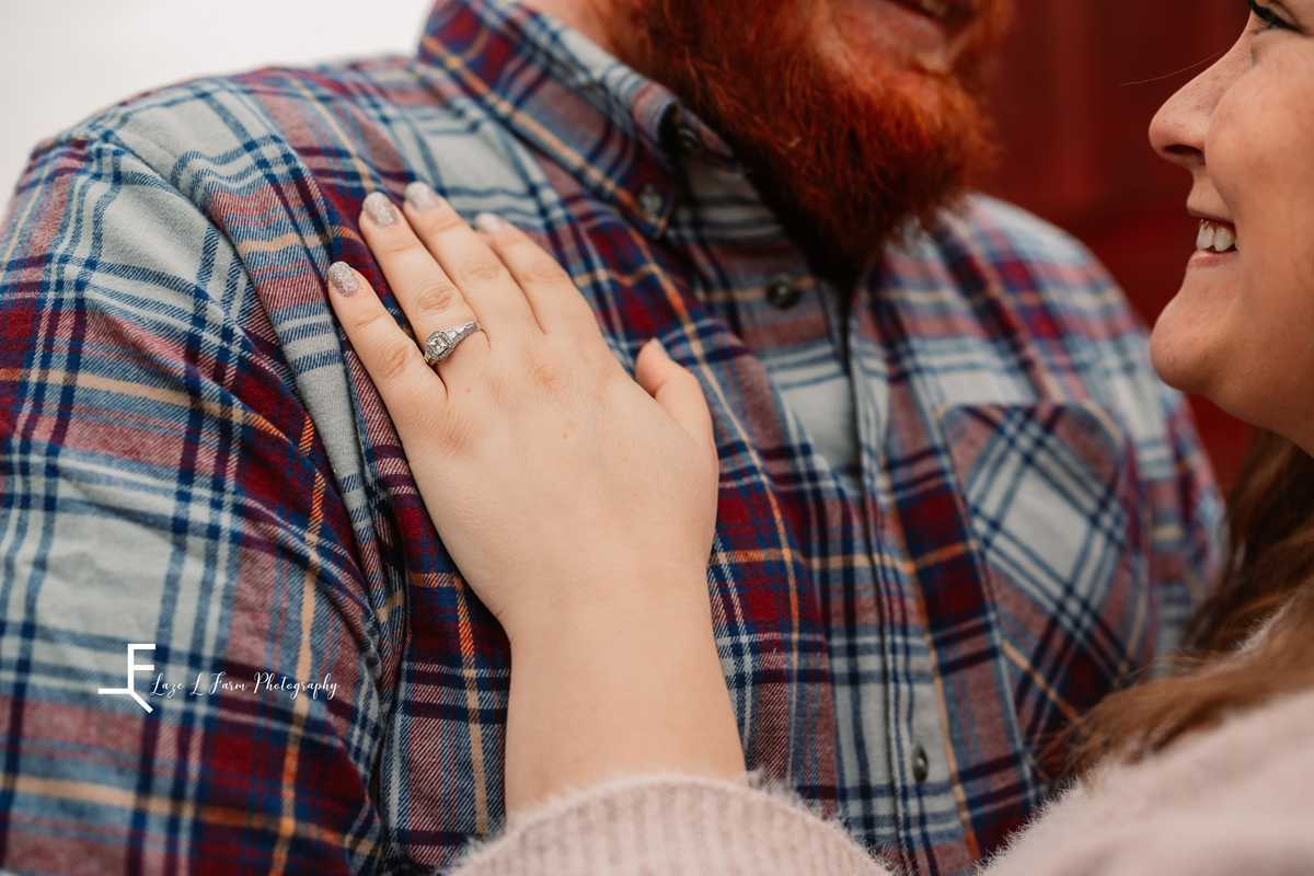 Laze L Farm Photography | Engagement Session | Taylorsville NC | close up of the ring on her hand
