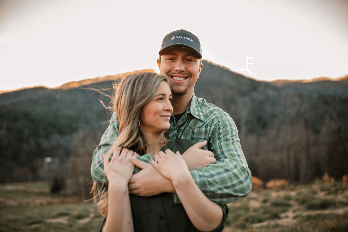 Laze L Farm Photography | Engagement Session | Taylorsville NC | cole holding leslie in a hug