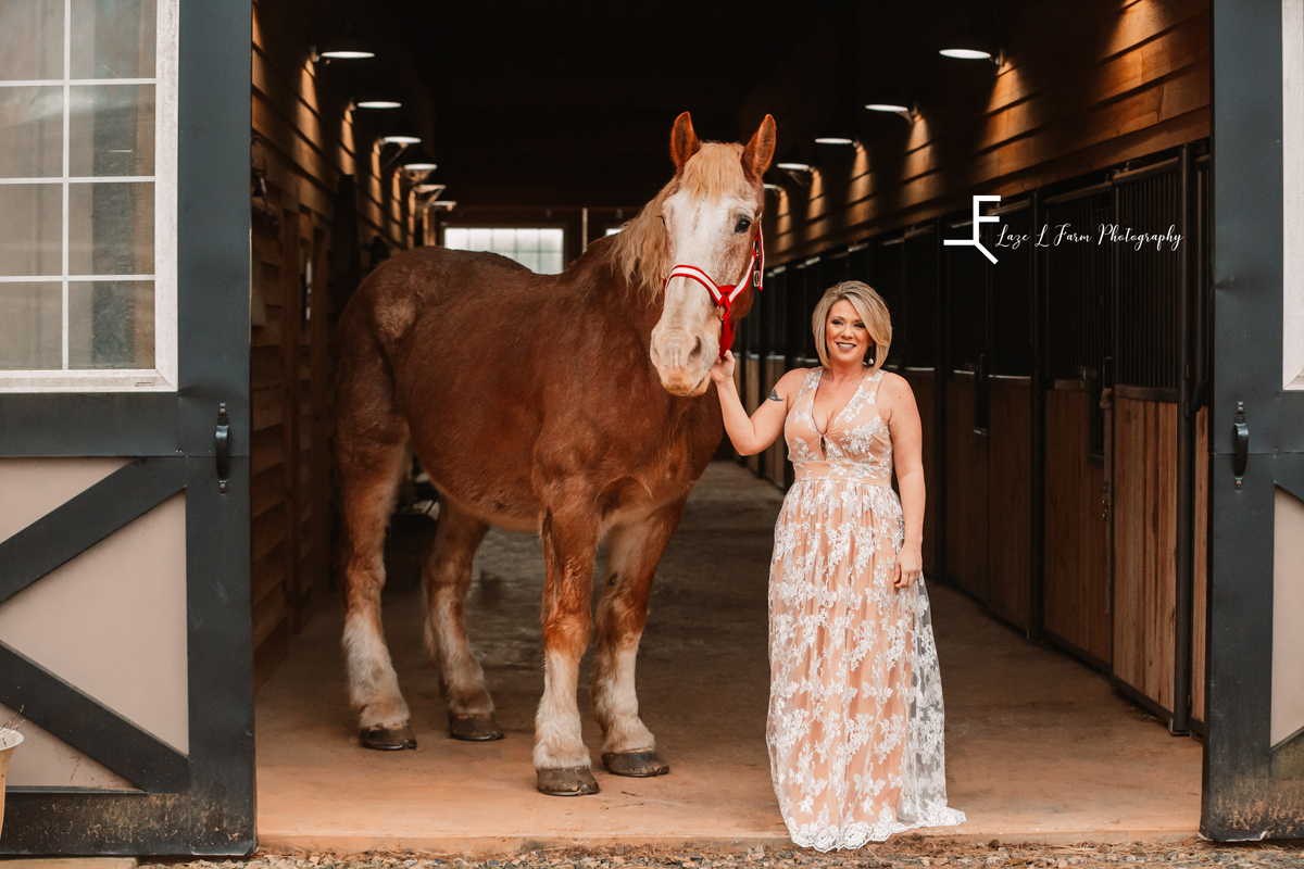 Laze L Farm Photography | Equine Photography | Bethlehem NC | standing in the door of the barn