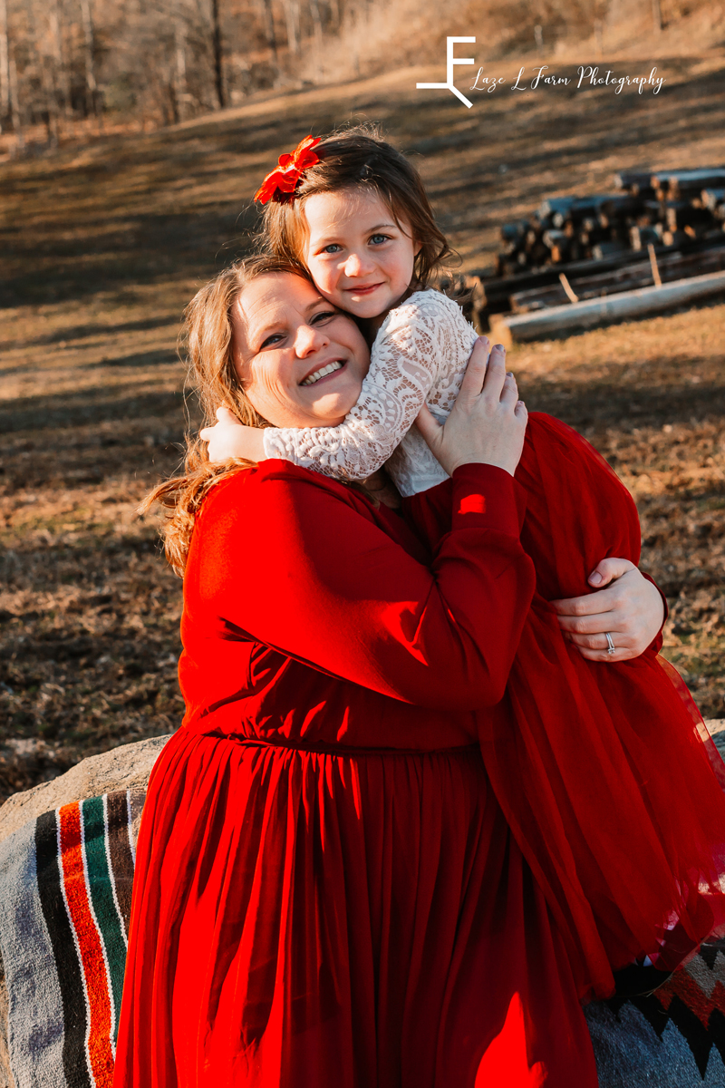 Laze L Farm Photography | Farm Session | Taylorsville NC | daughter hugging mom