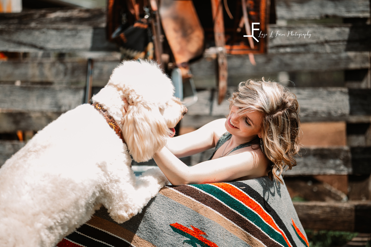 Laze L Farm Photography | Beth Dutton Water Trough | candid playing with the dog